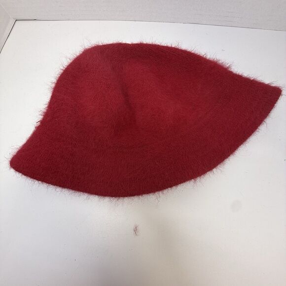 Vintage Angora Rabbit Hair Blend Cherry Red Fuzzy Bucket Hat One Size - Picture 5 of 8